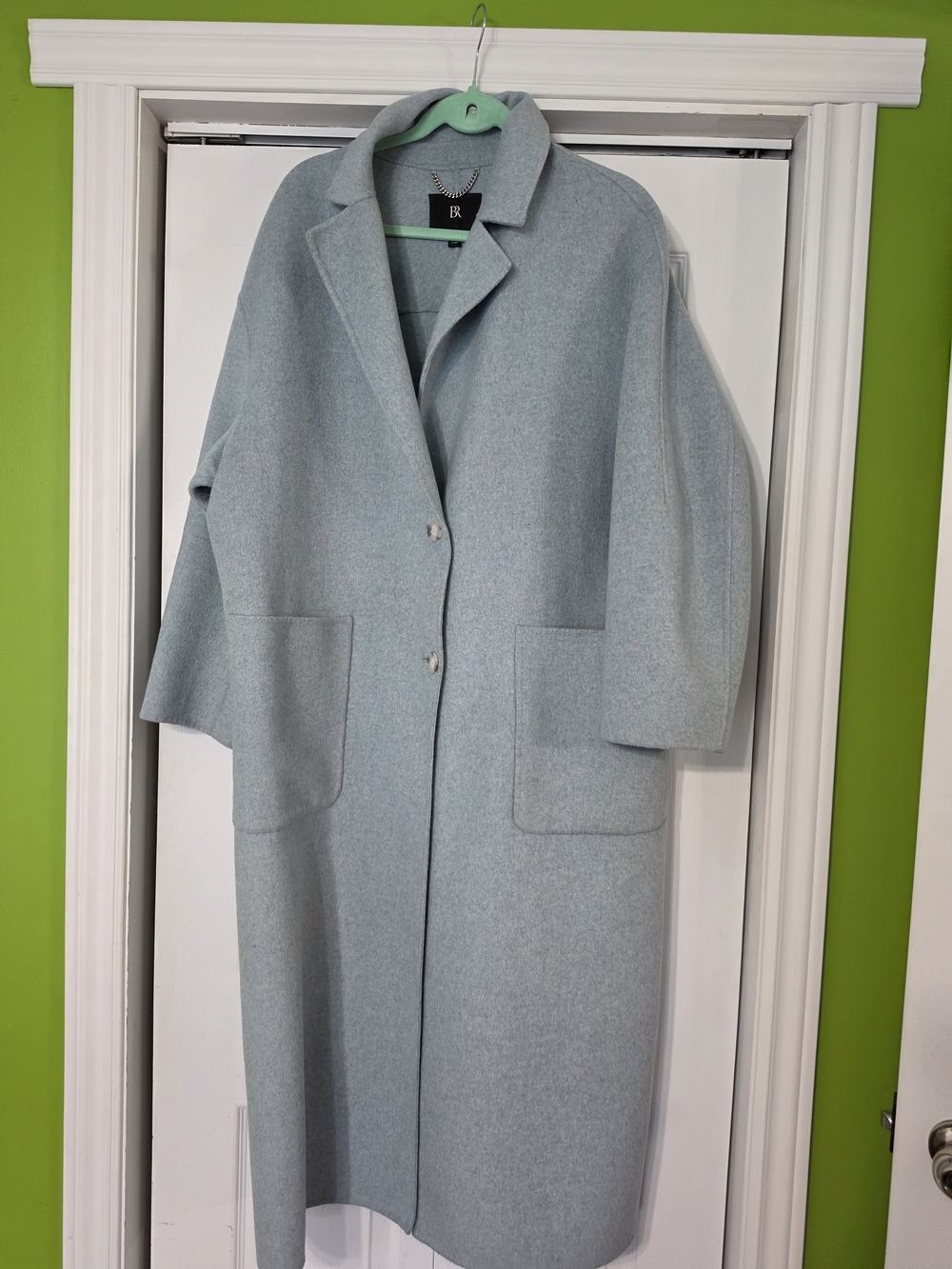 Banana Republic Label Light Blue Long Wool Blend Coat